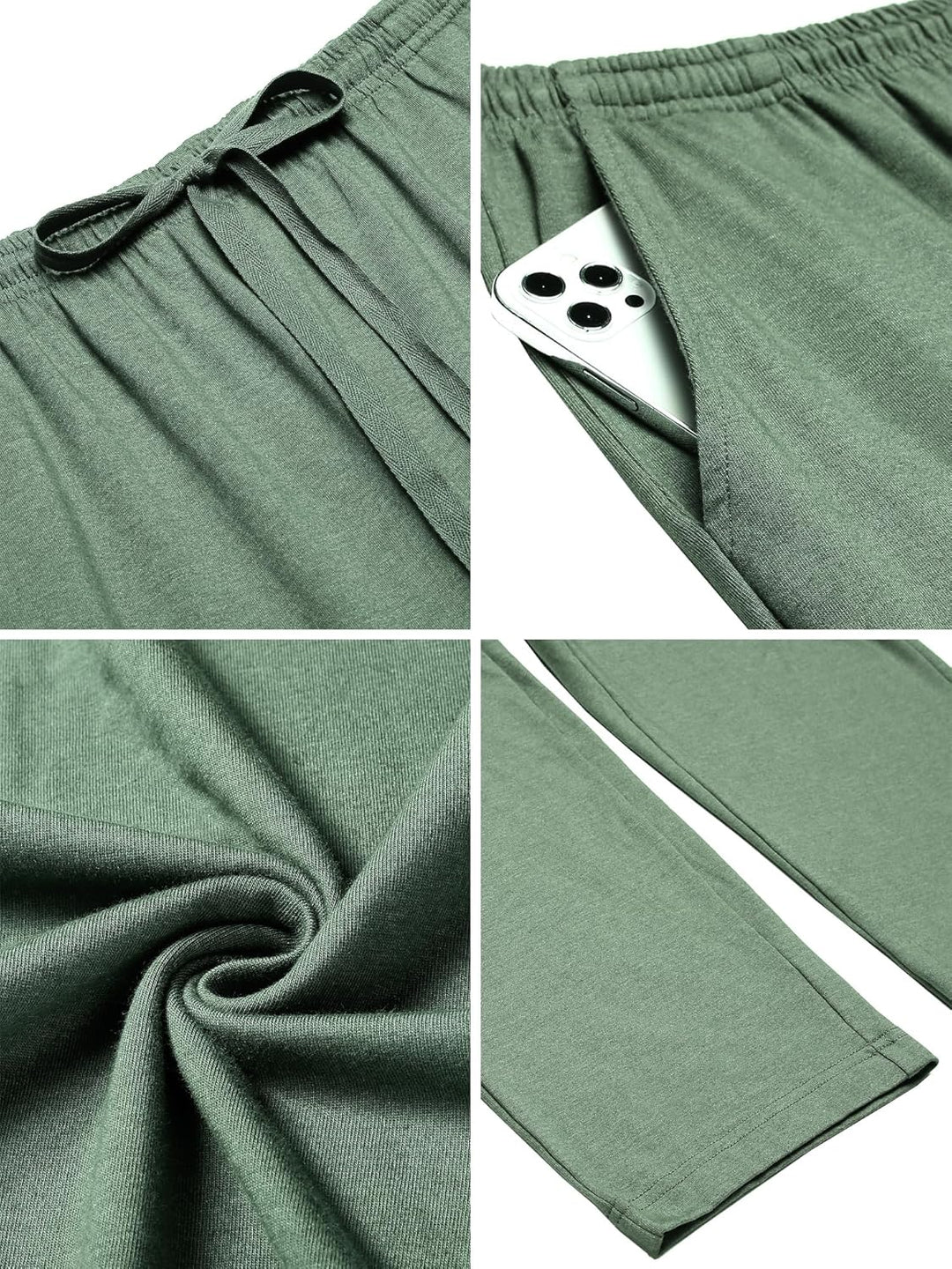 2er-Pack Schlafanzughose Herren Lang Leichte Pyjamahose aus Baumwolle Loungewear Hosen Schlafhose Fr
