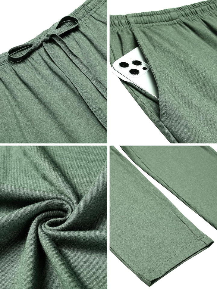 2er-Pack Schlafanzughose Herren Lang Leichte Pyjamahose aus Baumwolle Loungewear Hosen Schlafhose Fr