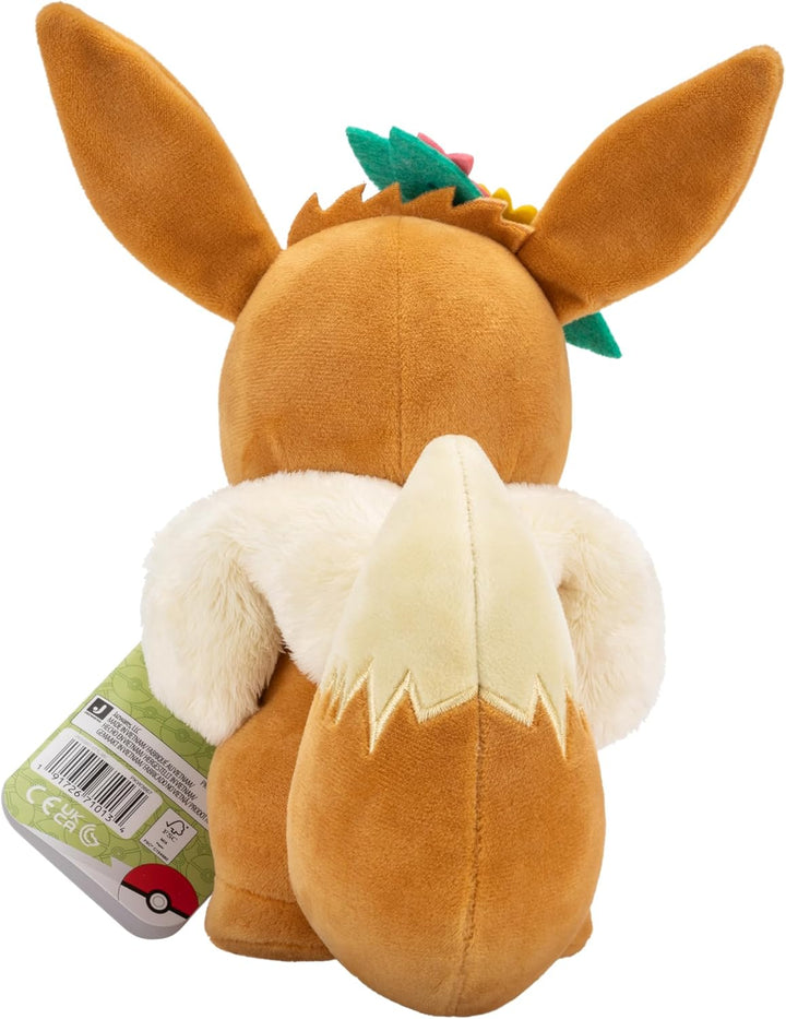 Pokémon PKW3667-20cm Plüsch - Evoli mit Blumenkrone, offizielles Plüsch