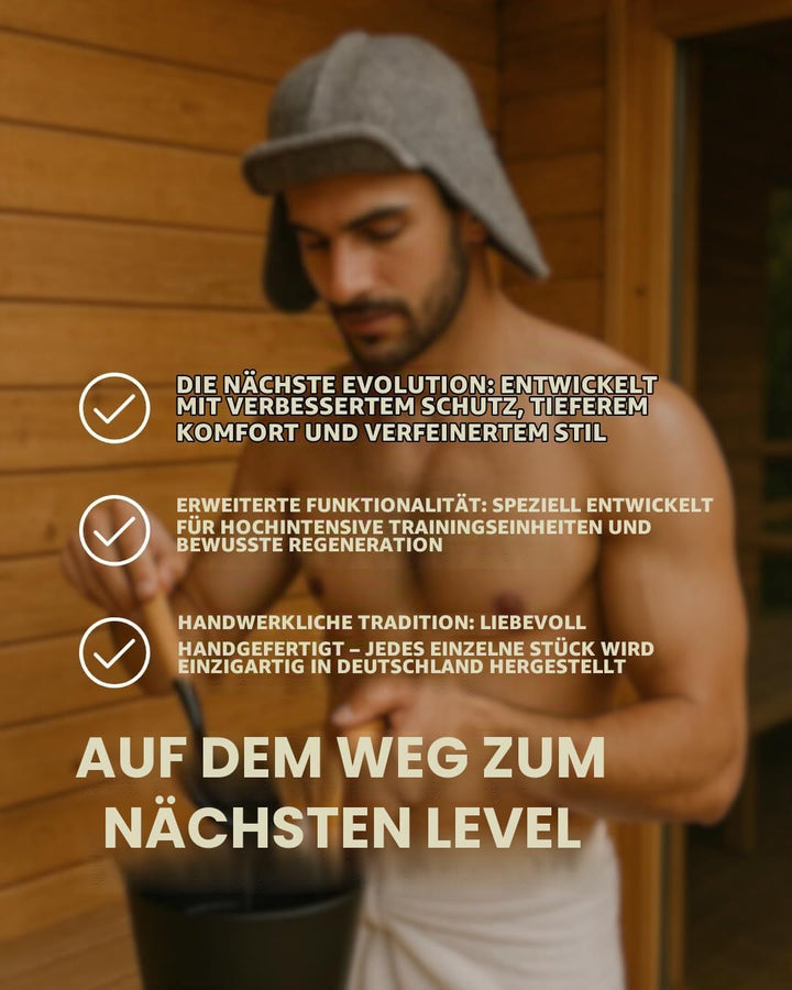 frihed.® Saunahut Pro Steingrau aus doppeltem Wollwalk - 100% Schafschurwolle - High End Sauna Acces