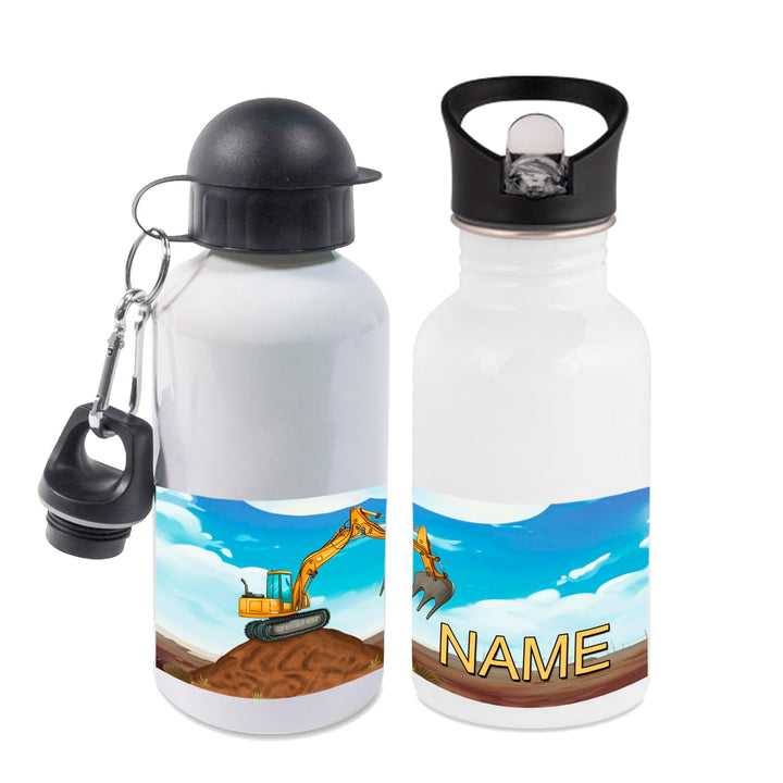 Trinkflasche mit Name/wahlweise 400ml, 500ml oder 600ml + Schriftwahl für Name + Edelstahl oder Alum