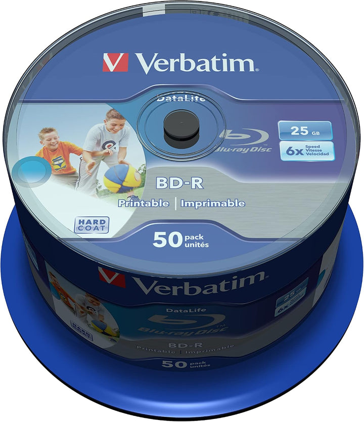 Verbatim BD-R SL Datalife 25 GB - Blu-Ray-Disk &amp; Hama CD Leerhüllen Schutzhülle (50er Pack, Slim Lin