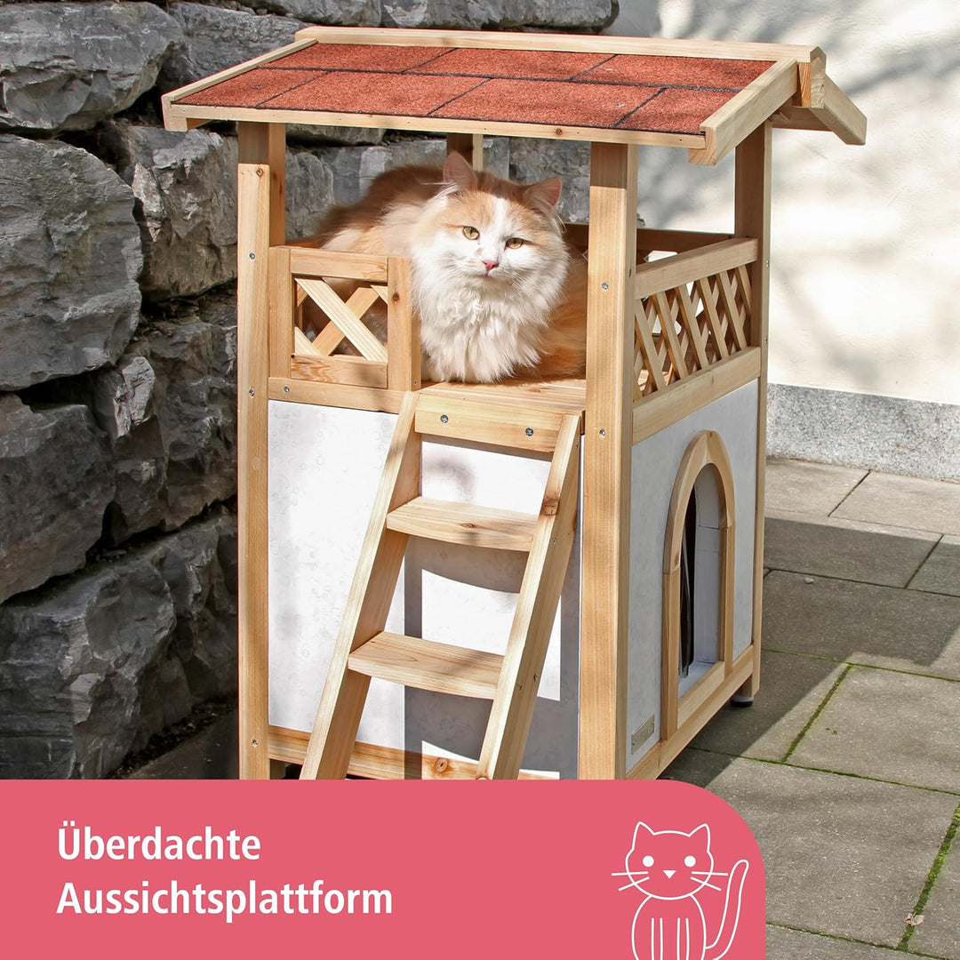 Kerbl 82660 Katzenhaus Tyrol Alpin 88 x 57 x 77 cm, Natur, Outdoor