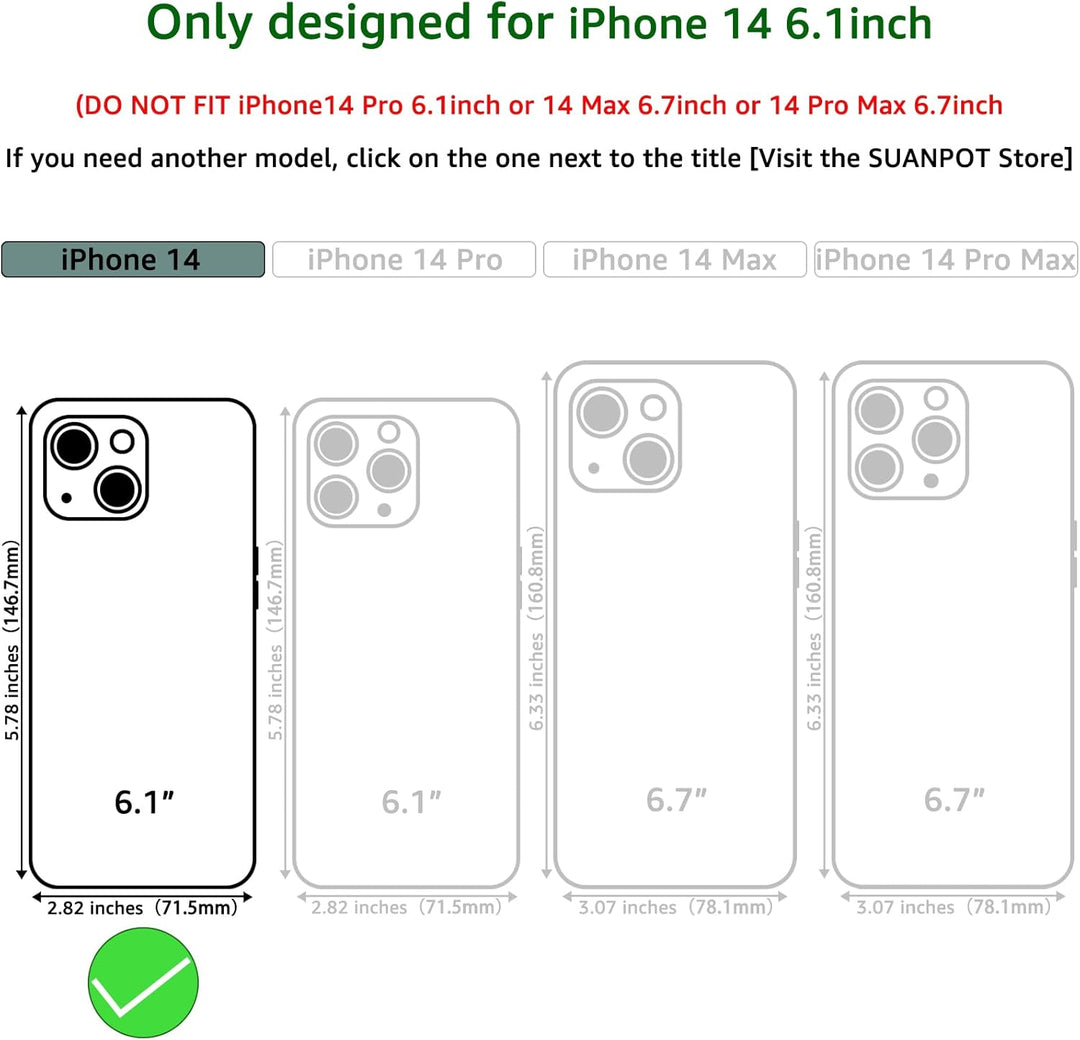 SUANPOT [RFID Schutz für iPhone 14 6.1" Hülle PU Leder Handyhülle Lederhülle Klapphülle Kartenfach F