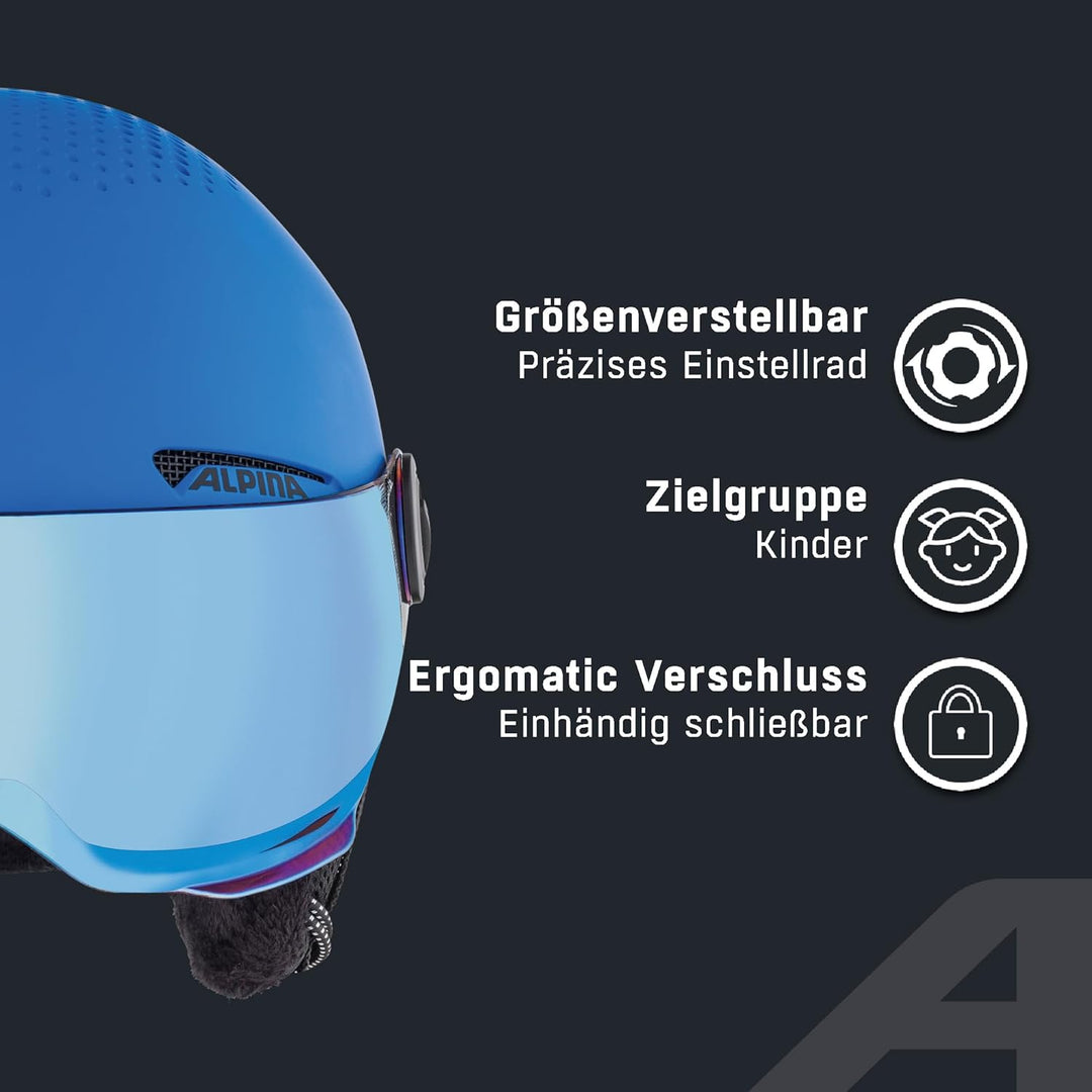 ALPINA ZUPO VISOR Q-LITE - Hochwertiger &amp; Leichter Skihelm Mit Kontrastverstärkendem Visier Für Kind