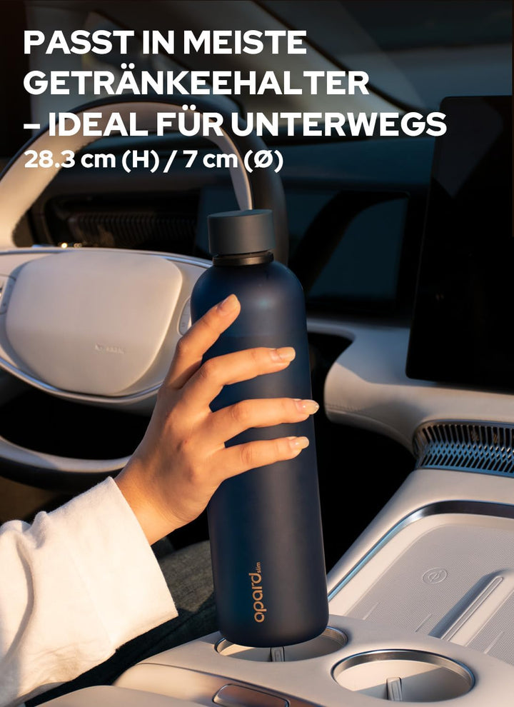 Opard Slim Trinkflasche 1l, Kohlensäure geeignet Wasserflasche, Water Bottle Spülmaschinenfest, BPA