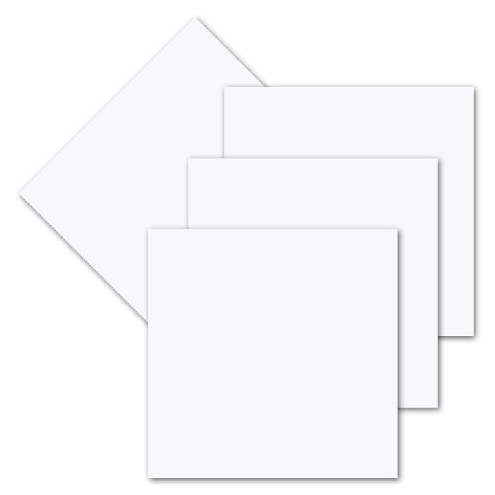 250x einfaches Einlege-Papier für quadratische Karten - weiss - 150 x 150 mm - ohne Falz - hochwerti