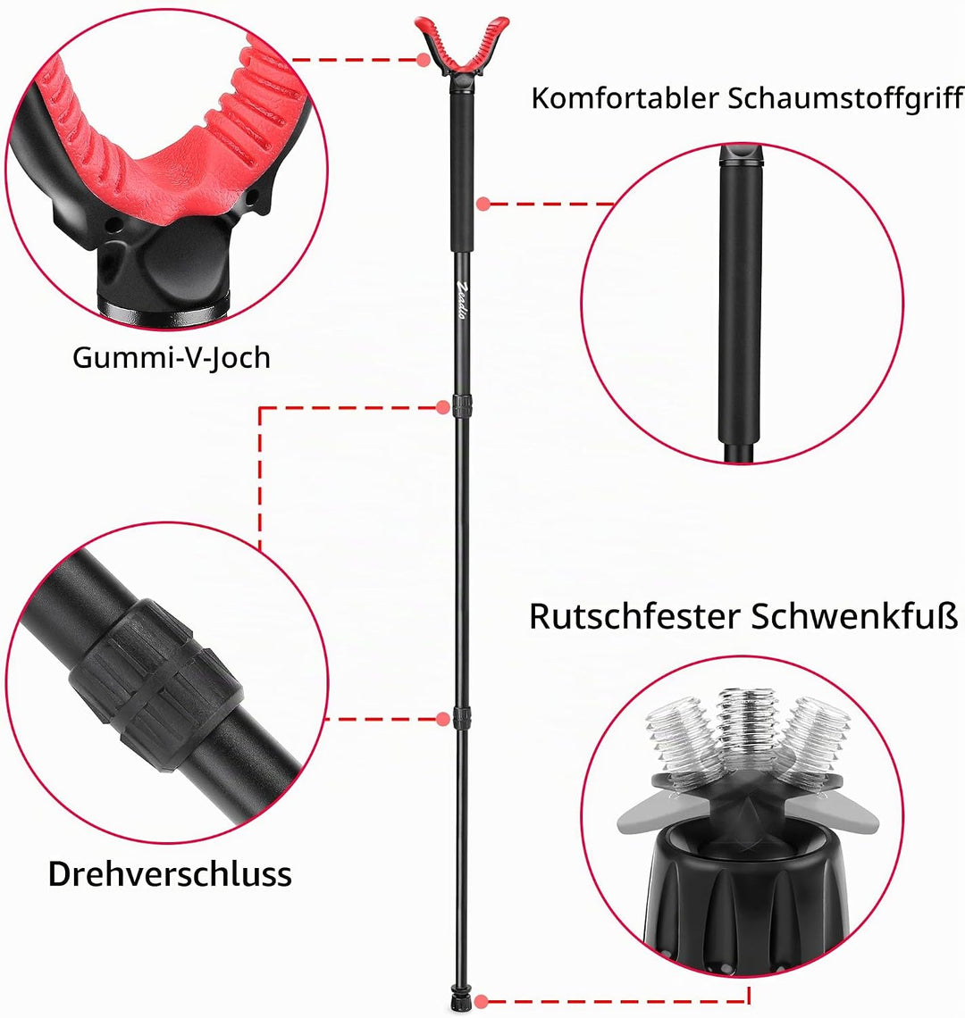 Zeadio Einbeinstativ-Schiessstock-Rest mit hochverdichtetem Schaumstoffgriff, verdrehbarem Verriegel