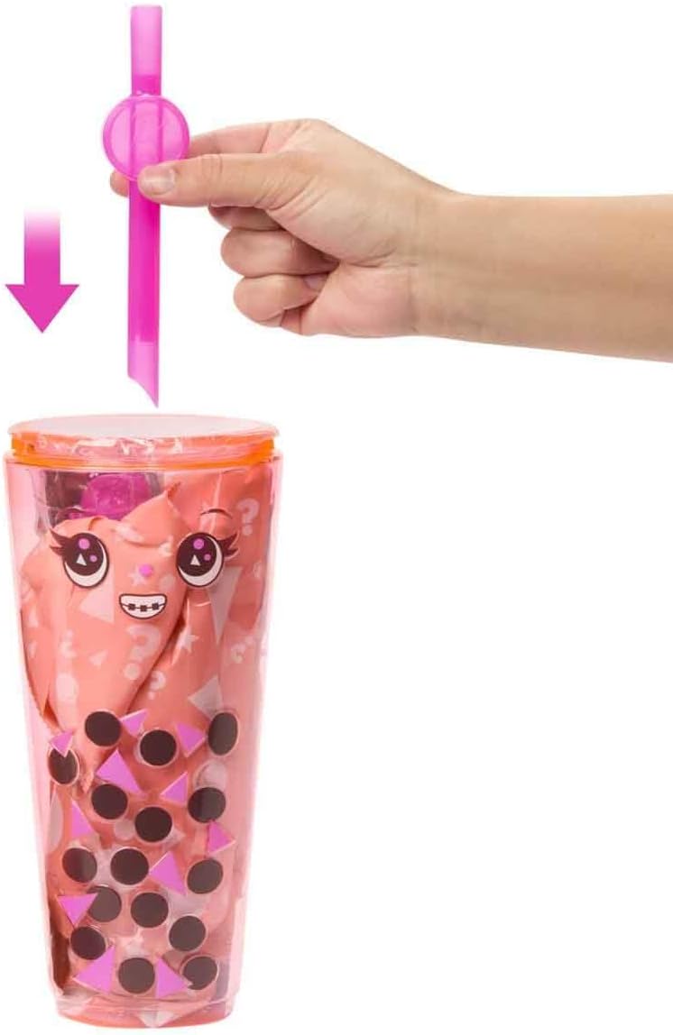 Barbie Pop Reveal Bubble Tea Serie Puppe und Zubehör, duftende Mango-Mochi-Modepuppe mit Haustier, 8
