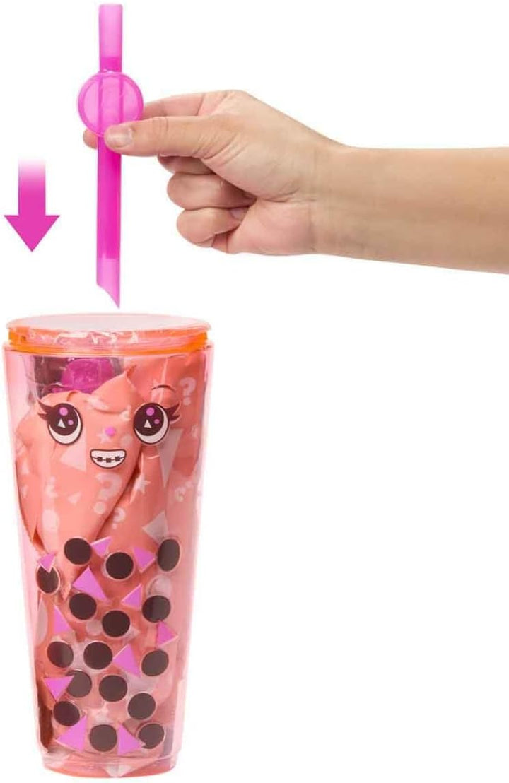 Barbie Pop Reveal Bubble Tea Serie Puppe und Zubehör, duftende Mango-Mochi-Modepuppe mit Haustier, 8