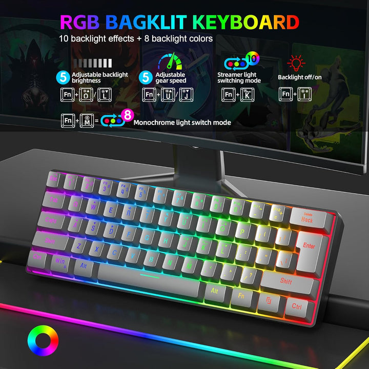 Snpurdiri 60% Percent Gaming Tastatur (61 eisengrau), 61 eisengrau