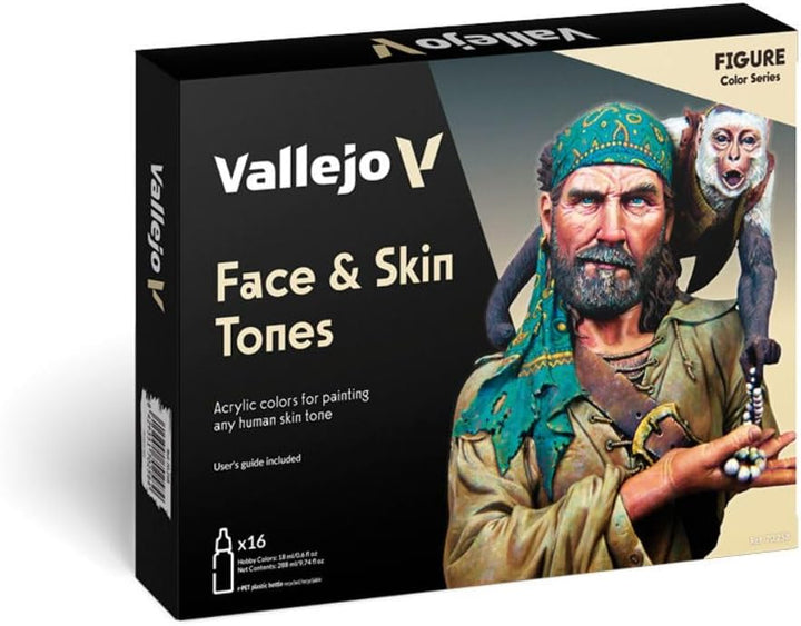 Vallejo 070125 Farbset, Gesichts-& Hautfarbe, 16 x17 ml, 17 ml (16er