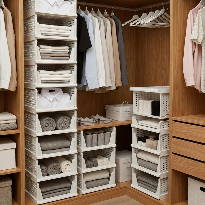 Allyson® 5 Stück Kleiderschrank Organizer Stapelbar, Multifunktionale & Faltbare Schrank Organizer A
