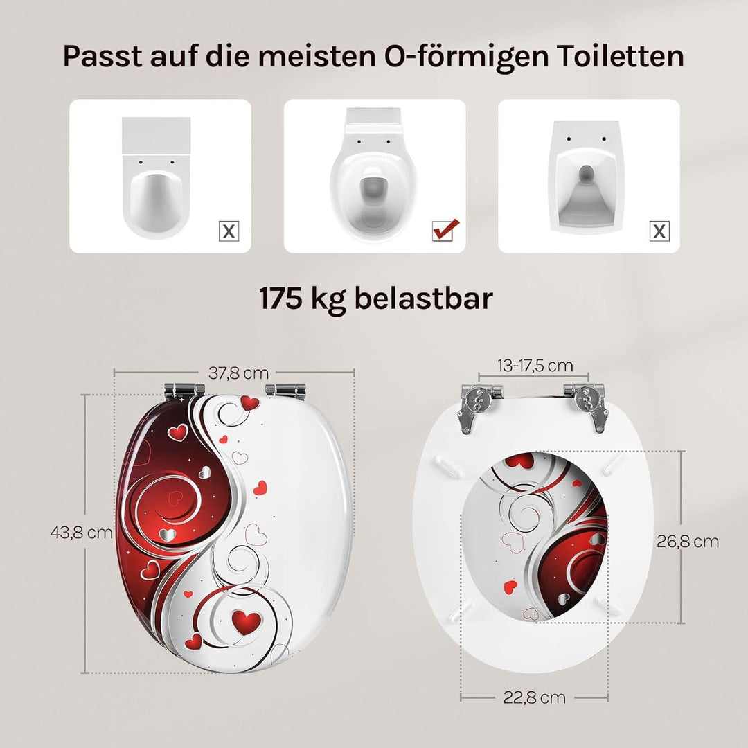 WOLTU Premium WC-Sitz Toilettensitz mit Absenkautomatik, MDF Holzkern, Softclose Scharnier, Desgin D