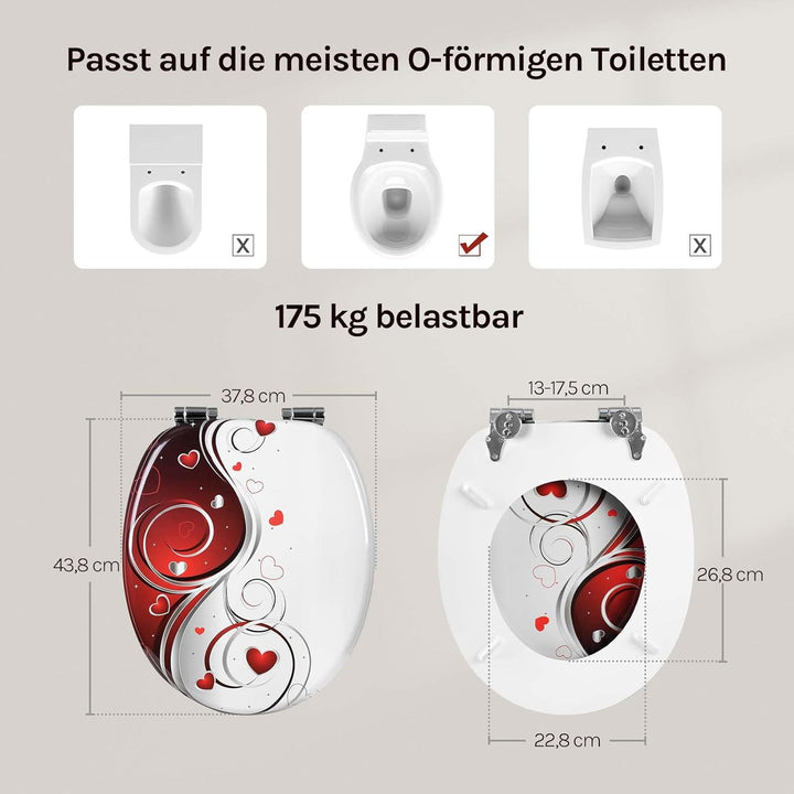 WOLTU Premium WC-Sitz Toilettensitz mit Absenkautomatik, MDF Holzkern, Softclose Scharnier, Desgin D