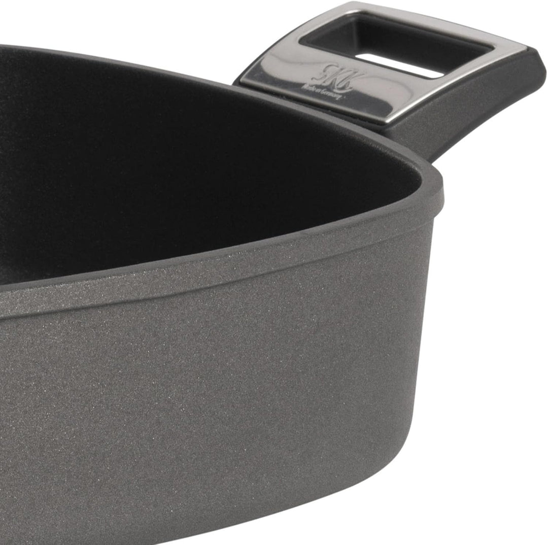 SKK grosser 2-tlg. Guss Bräter 28x28 cm - Induktion Bratkasserolle - hohe eckige Antihaft Kasserolle
