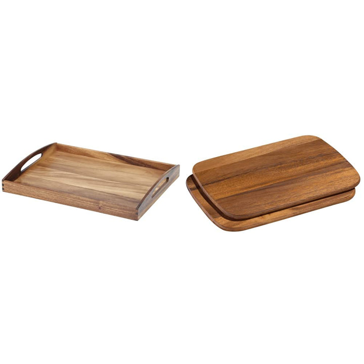 Zassenhaus Serviertablett Holz | 53×41×7cm | Teetablett & Frühstücksbrettchen Holz | 2er Set | aus n