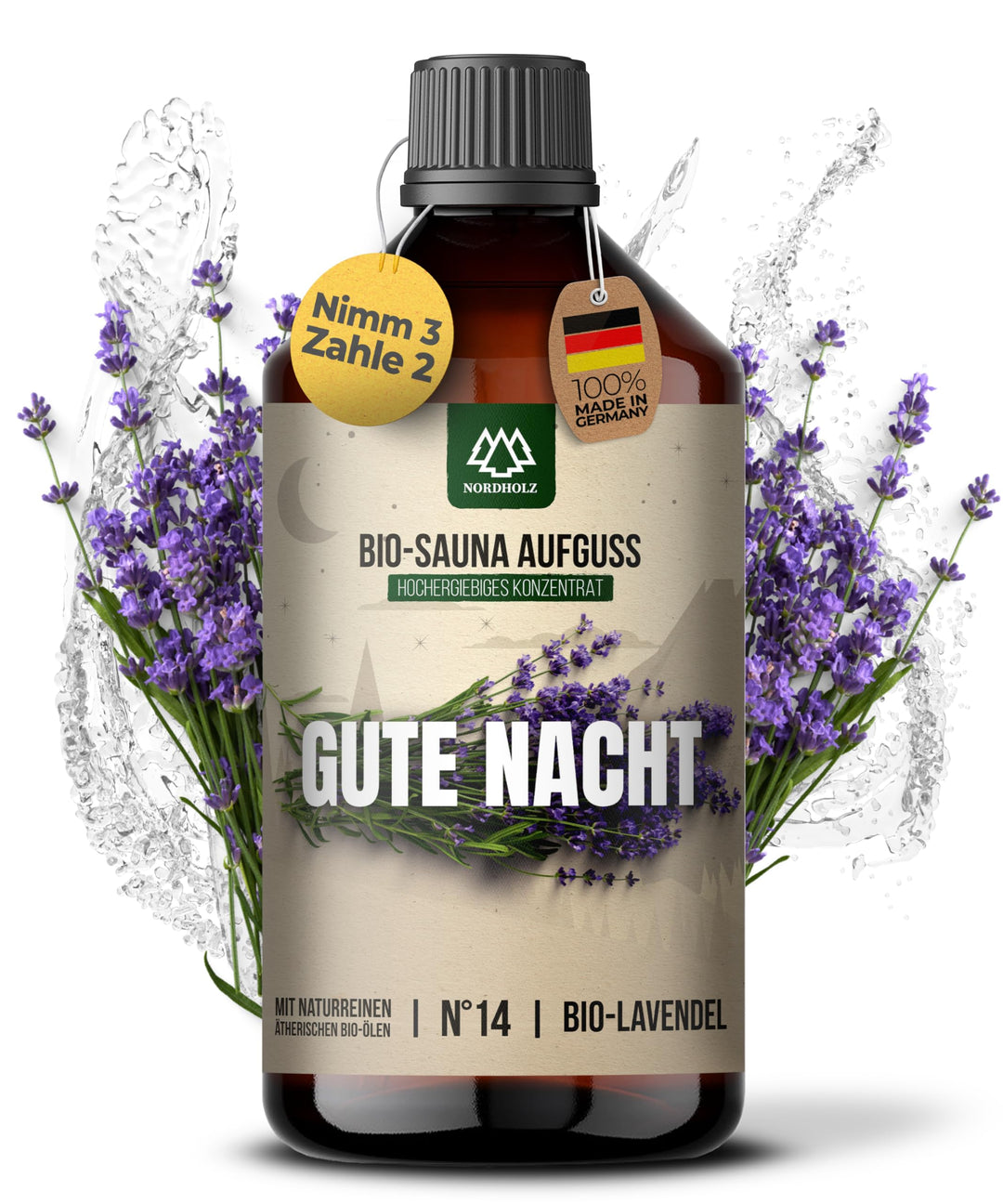 NORDHOLZ® Saunaaufguss BIO [NATURREINE ÄTHERISCHE BIO-ÖLE] Sauna Aufgussmittel 