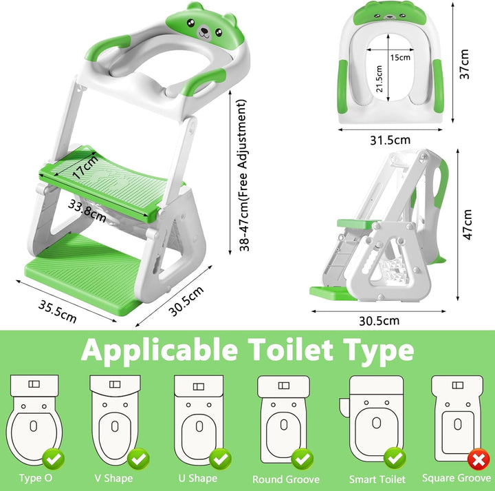 Toilettensitz Kinder mit Treppe,Kinder WC Sitz Toilette für Kinder mit Gepolstertem Sitz,Höhenverste