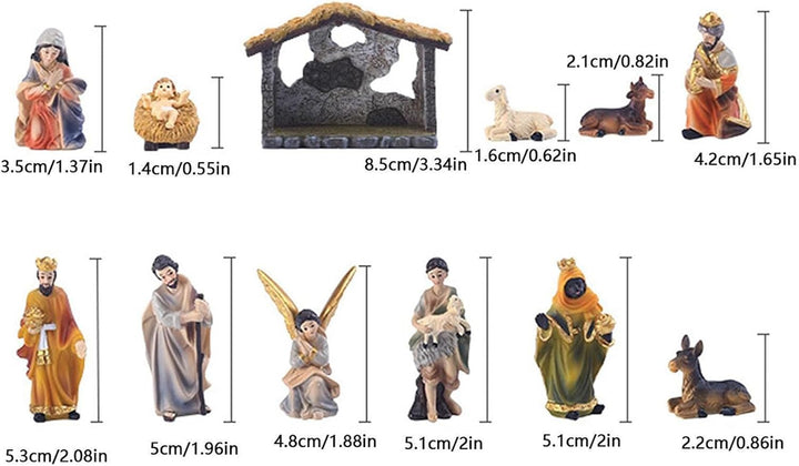 Murman 12pcs Weihnachtskrippe Komplettset Holz Mit 11 Figuren, Handbemalt Krippe Weihnachten Aus Har