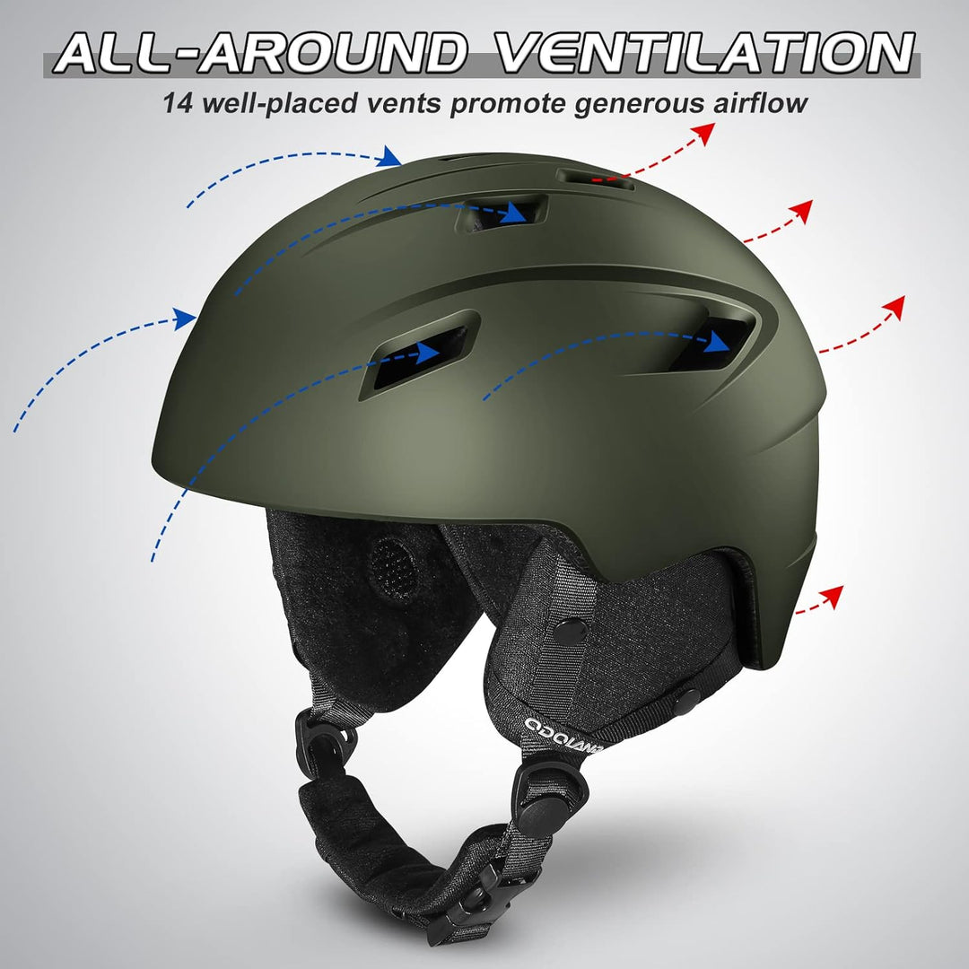 Odoland Skihelm und Skibrille Set Snowboardhelm mit Snowboardbrille für Damen und Herren Ski Goggles
