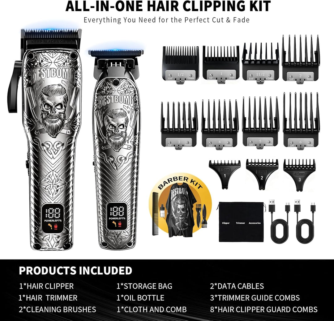 BESTBOMG Professionelle schnurlose Herren-Haarschneidemaschinen und Bartschneider-Sets und -Sets, Me