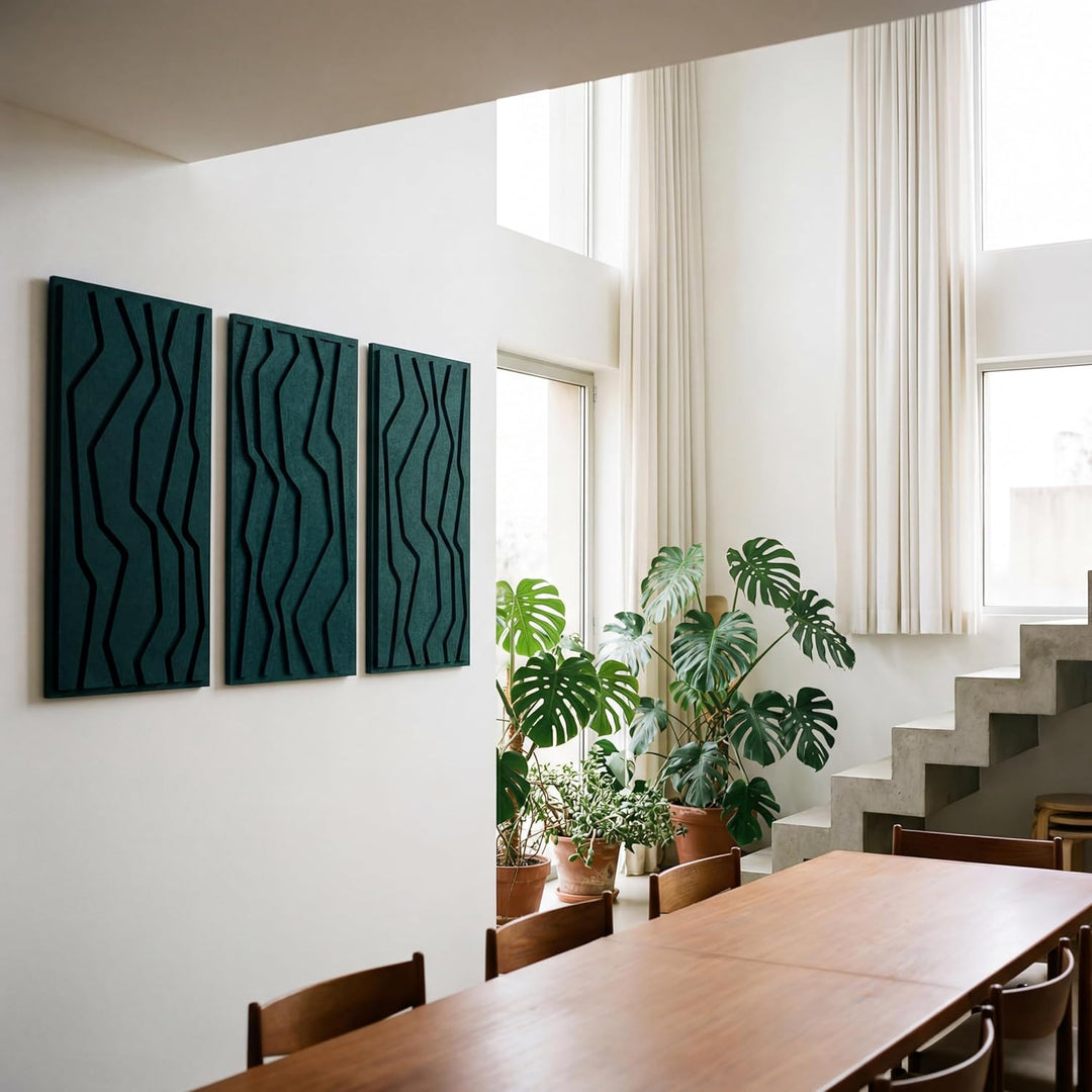 NIC’BRUX® Akustikpaneele Set 3er 80x44 cm – Modernes Akustikbild Wanddesign aus PET-Filz | Schallabs