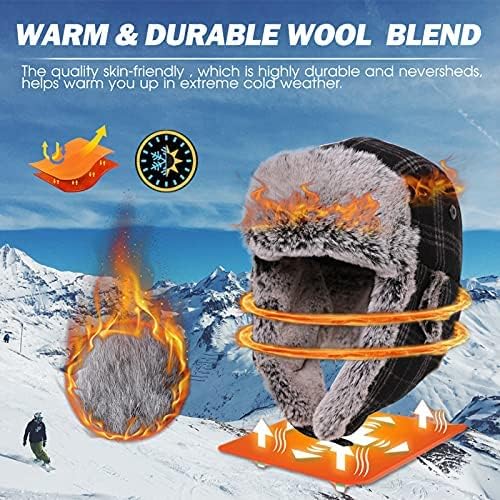 Comhats Winter Trapper-Hut Kunstleder Aviator Pilotenmütze Herren Damen Warm Gefütterte Kunstpelz-Hu