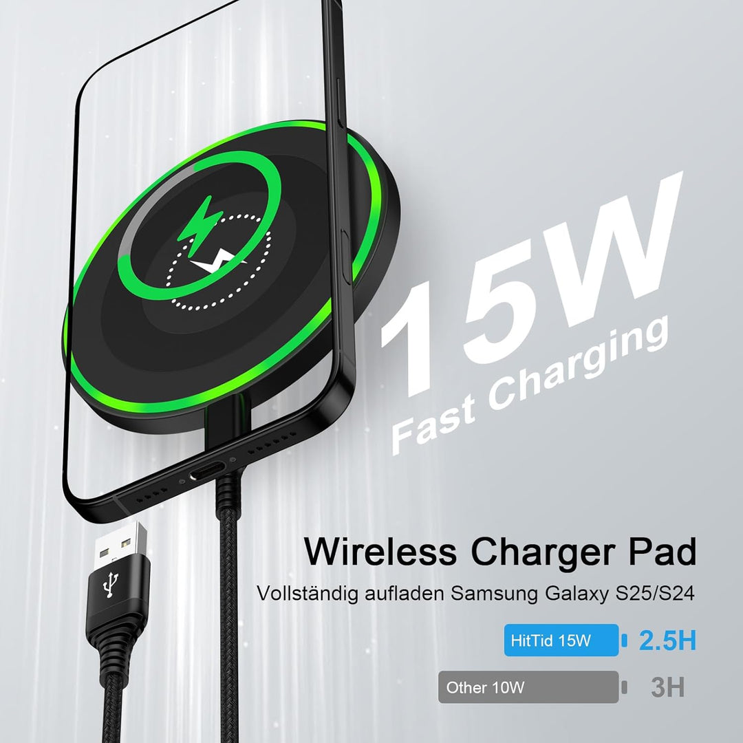 Induktive Ladestation Wireless Charger für Samsung Galaxy S26 S25 Ultra S24 FE S23 S22 S21 S20, iPho