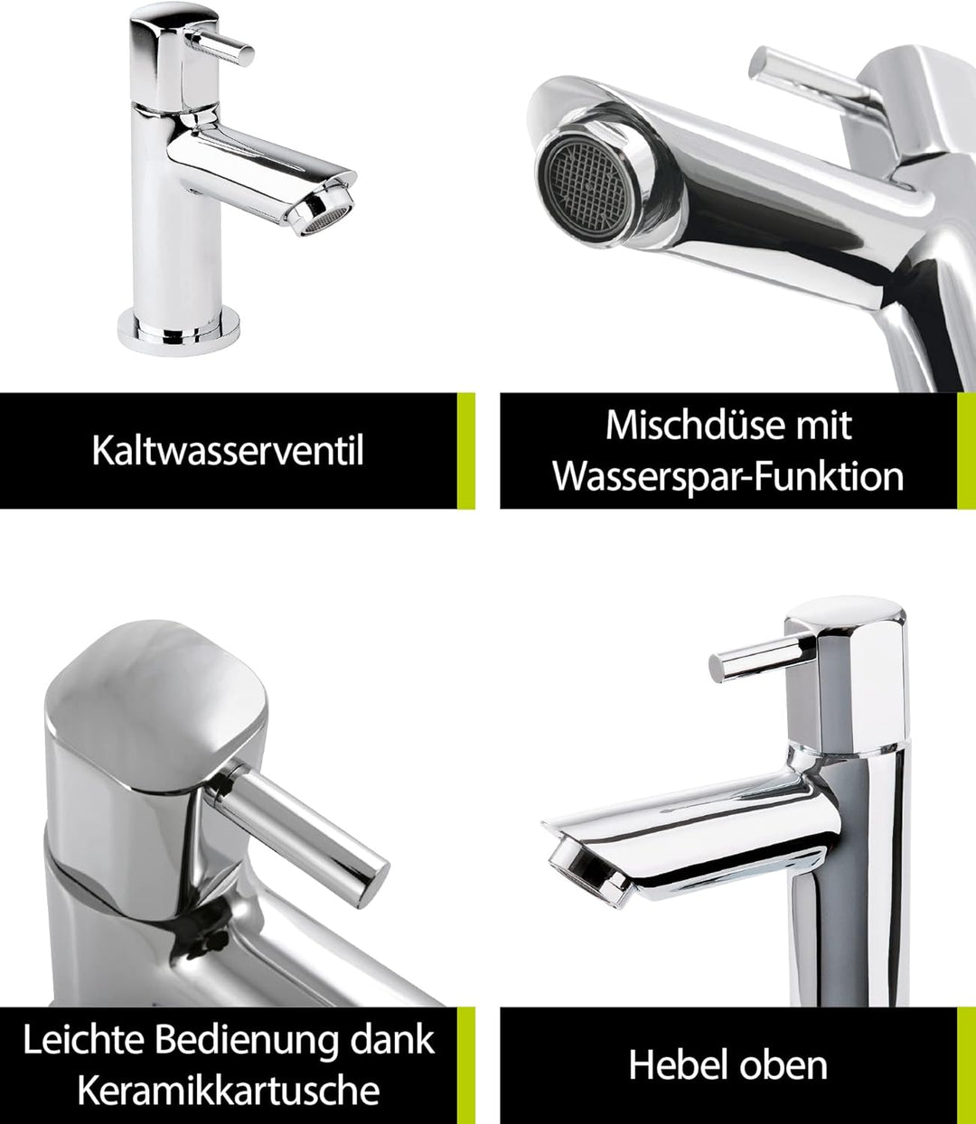 'aquaSu® Standventil Logo mit Wasserspar-Mischdüse, Kaltwasserarmatur mit Keramikkartusche, Einhebel