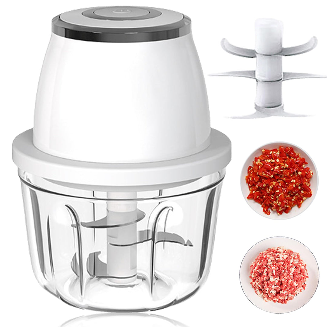Zwiebelschneider Elektrisch, 350ml Zwiebel Zerkleinerer Elektrisch Multizerkleinerer Küche USB-Aufla
