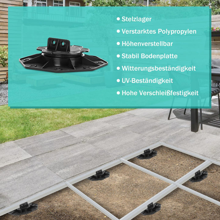 Ansobea 10 Stück Stelzlager höhenverstellbar 18-30mm,Tragfähigkeit von 600kg,sind perfekt für WPC- o