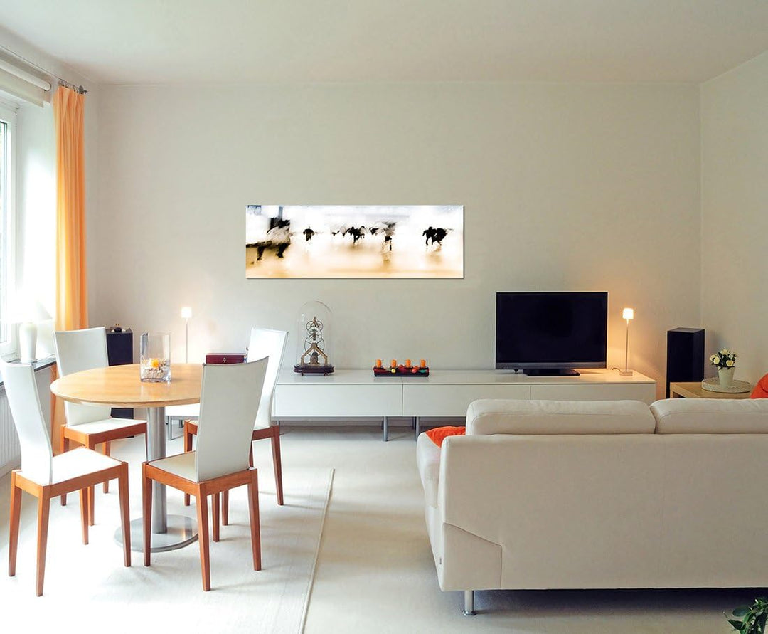 Paul Sinus Art Panoramabild auf Leinwand und Keilrahmen 120x40cm Stadt Geschäftsleute verschwommen a