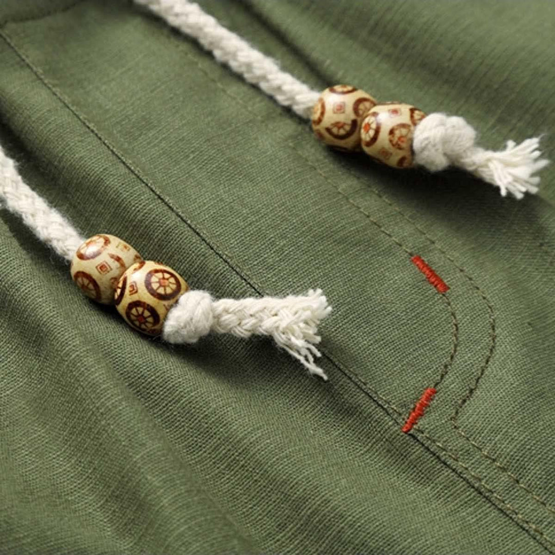 JustSun Kurze Hosen Herren Leinen Shorts Leicht Atmungsaktiv mit Tunnelzug M Grün, M Gr&amp;