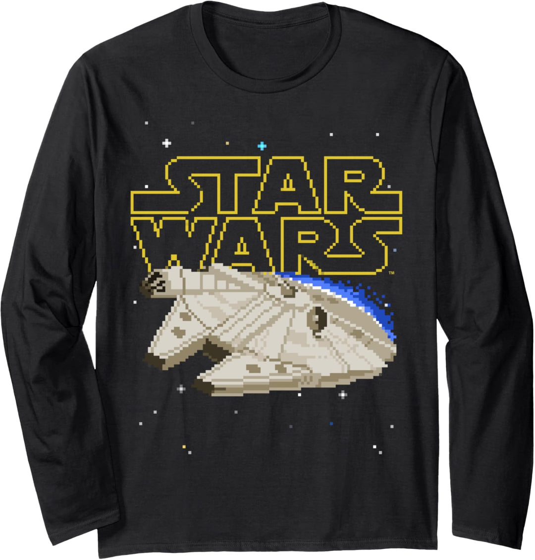Star Wars Millennium Falcon Pixelated Poster Langarmshirt