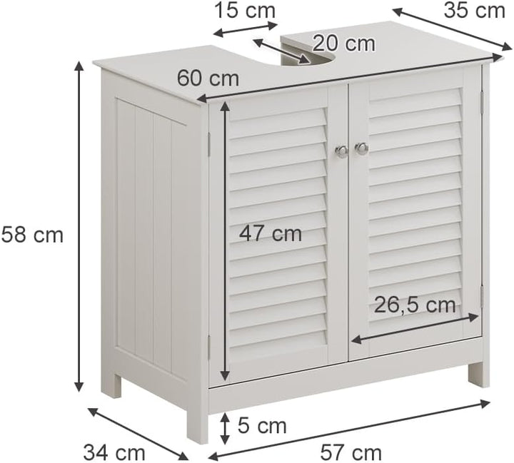 Vicco Waschbeckenunterschrank Riad, Waschtischunterschrank, Weiss, 60 x 58 cm mit 2 Türen Waschtisch