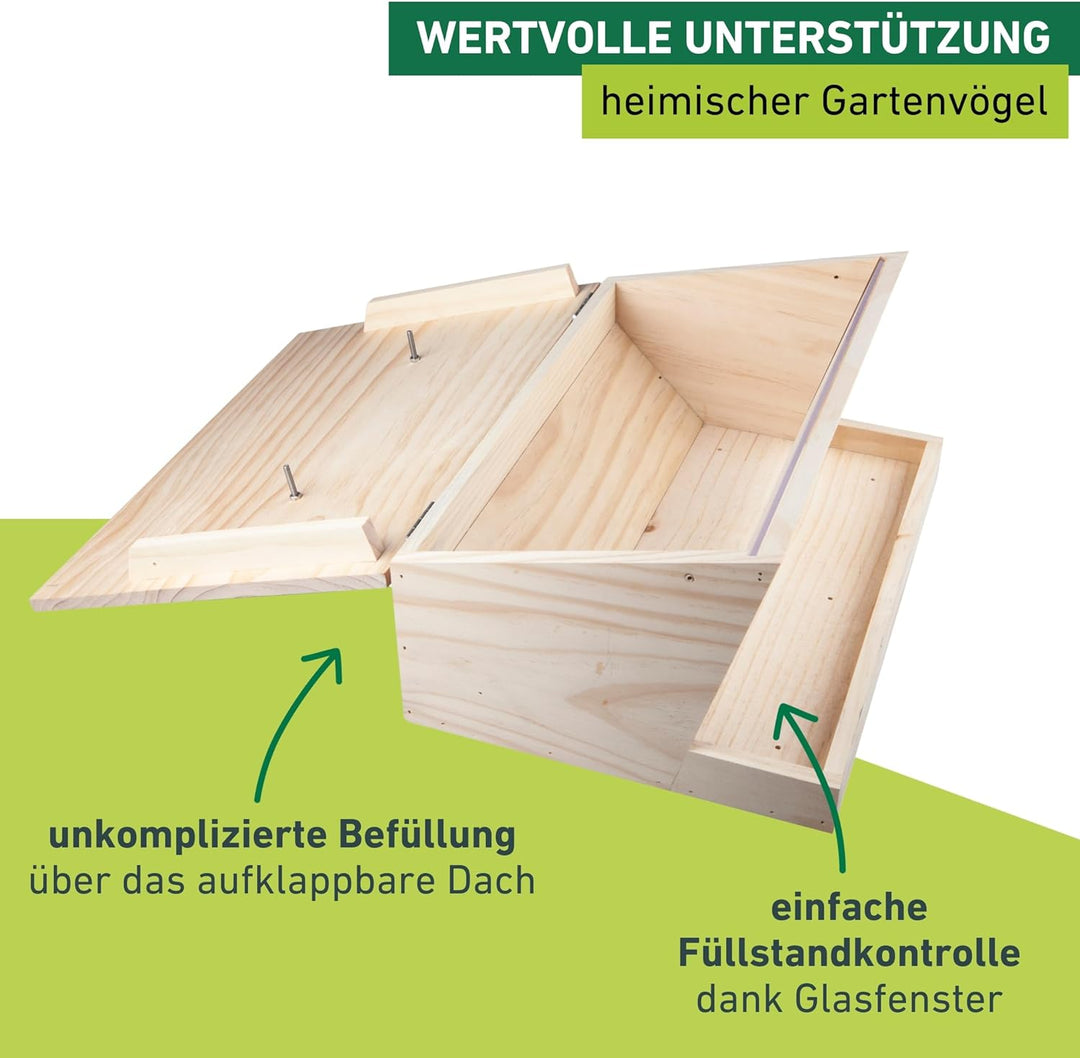 Windhager Vogelfuttersilo Pultdach XXL, Vogelhaus, Futterhaus für Vögel, Vogelhäuschen, Nistkasten V
