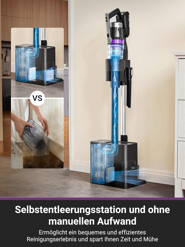 Eureka Stylus Elite Akku Staubsauger mit Absaugstation, 24000 Pa, Automatische Staubentleerung, 3L S