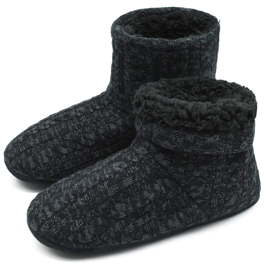 COFACE Herren Hüttenschuhe Lammfell Winter Hausschuhe Warme Plüsch Gefütterte Hausstiefel Männer Hau