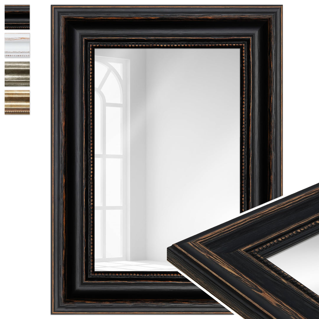 WANDStyle Spiegel 30x40 cm im Barock-Stil aus Holz, schwarzer Wandspiegel, Made in Germany - H550 30