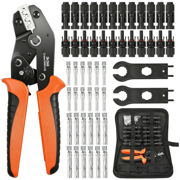 Solar Crimpzange Set für 2.5/4/6mm² Pv Kabel,12 Paar Pv Stecker Und Kabelstecker,1x Crimpzange,Wasse