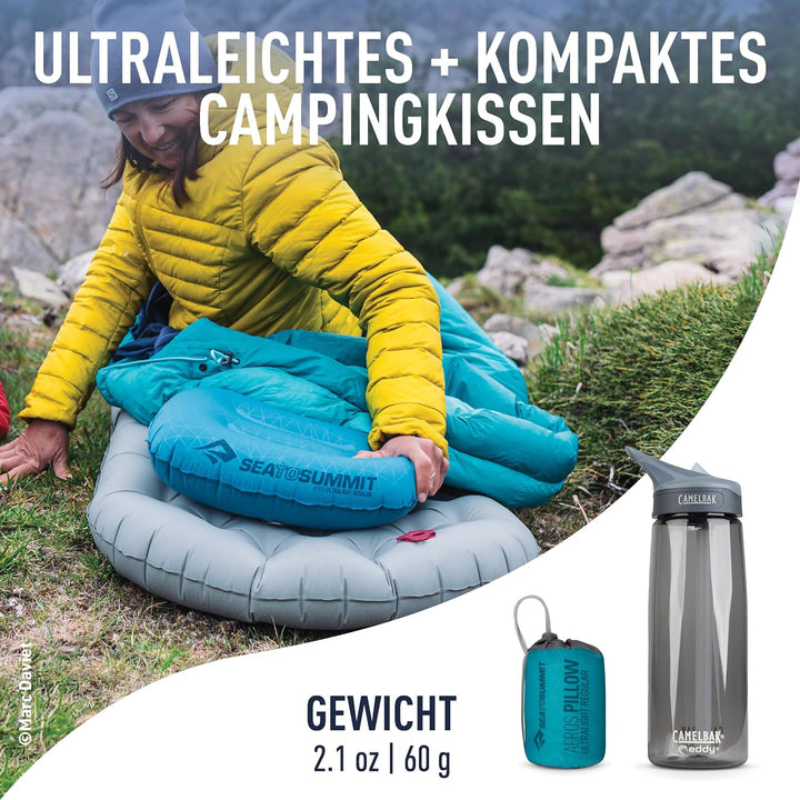 Sea to Summit Aeros Ultralight Pillow Regular - Reisekissen Aqua Blue 1 Stück (1er Pack), Aqua Blue