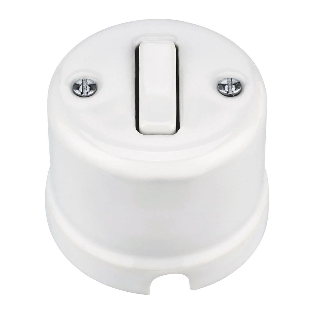 Aufputz Porzellan Retro, Schalter, Wechselschalter, All-in-One, Serie QR1 weiss