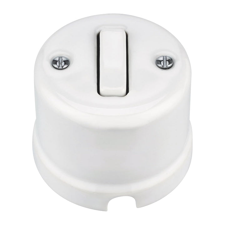 Aufputz Porzellan Retro, Schalter, Wechselschalter, All-in-One, Serie QR1 weiss