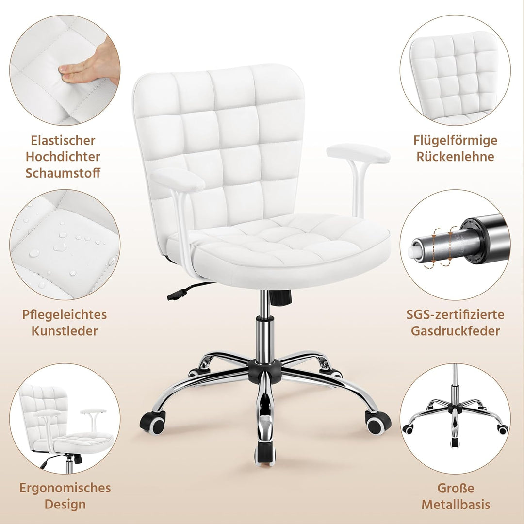 Yaheetech Bürostuhl Ergonomischer Schreibtischstuhl Bürosessel Arbeitsstuhl, Drehstuhl mit Weichen A