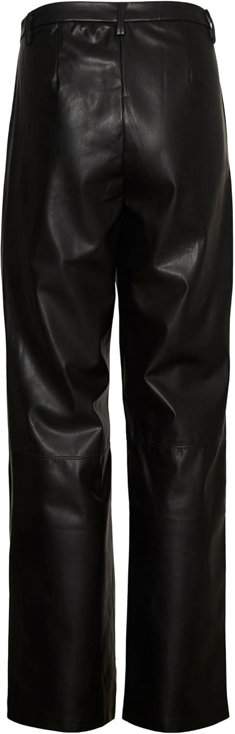 VERO MODA Female Hose in Lederoptik VMZAMIRAOLYMPIA Mittlere Taille Hose XL / 34L Schwarz, XL / 34L
