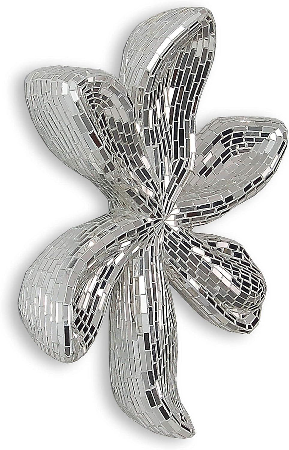 ADM - 'Blume 2' - Skulptur Dekorierten aus Glasmosaik, zum Aufhängen an der Wand - Silber - H51 cm,