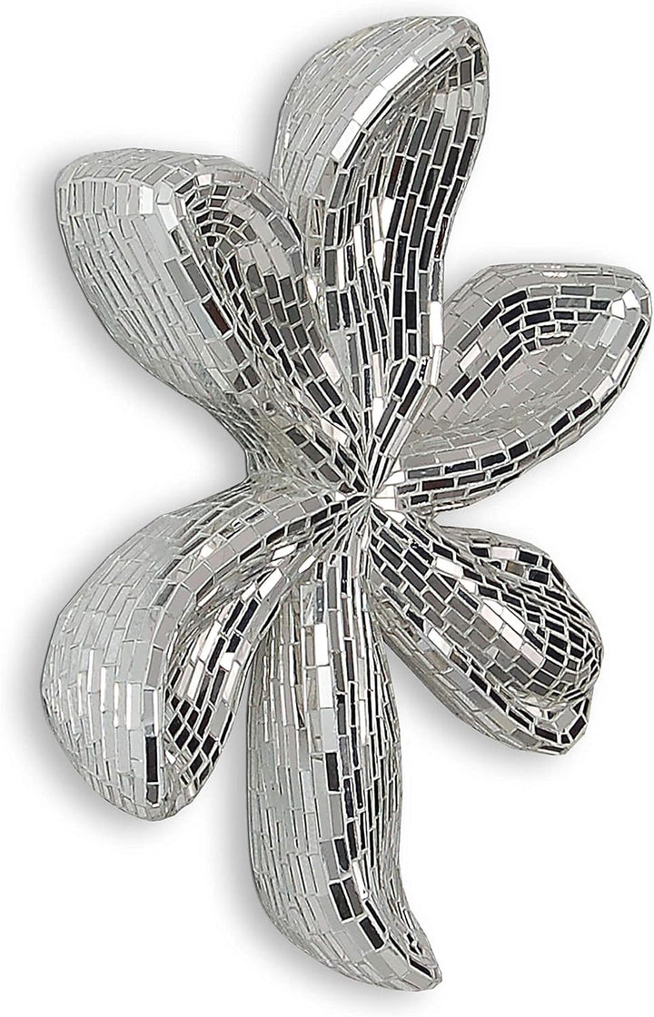 ADM - 'Blume 2' - Skulptur Dekorierten aus Glasmosaik, zum Aufhängen an der Wand - Silber - H51 cm,