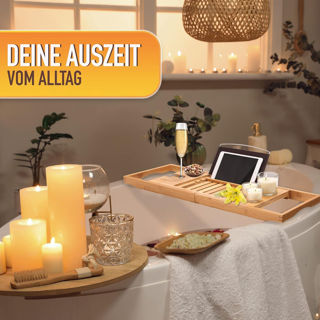 Badewannenablage Badewannentablett Ablage Badewanne - Extragross und ausziehbar - Badewannen Tablett