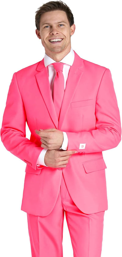 OppoSuits Herren Opposuits Halloween Suit For Men in Creepy And Stylish Print Anzug, Neon Pink Power